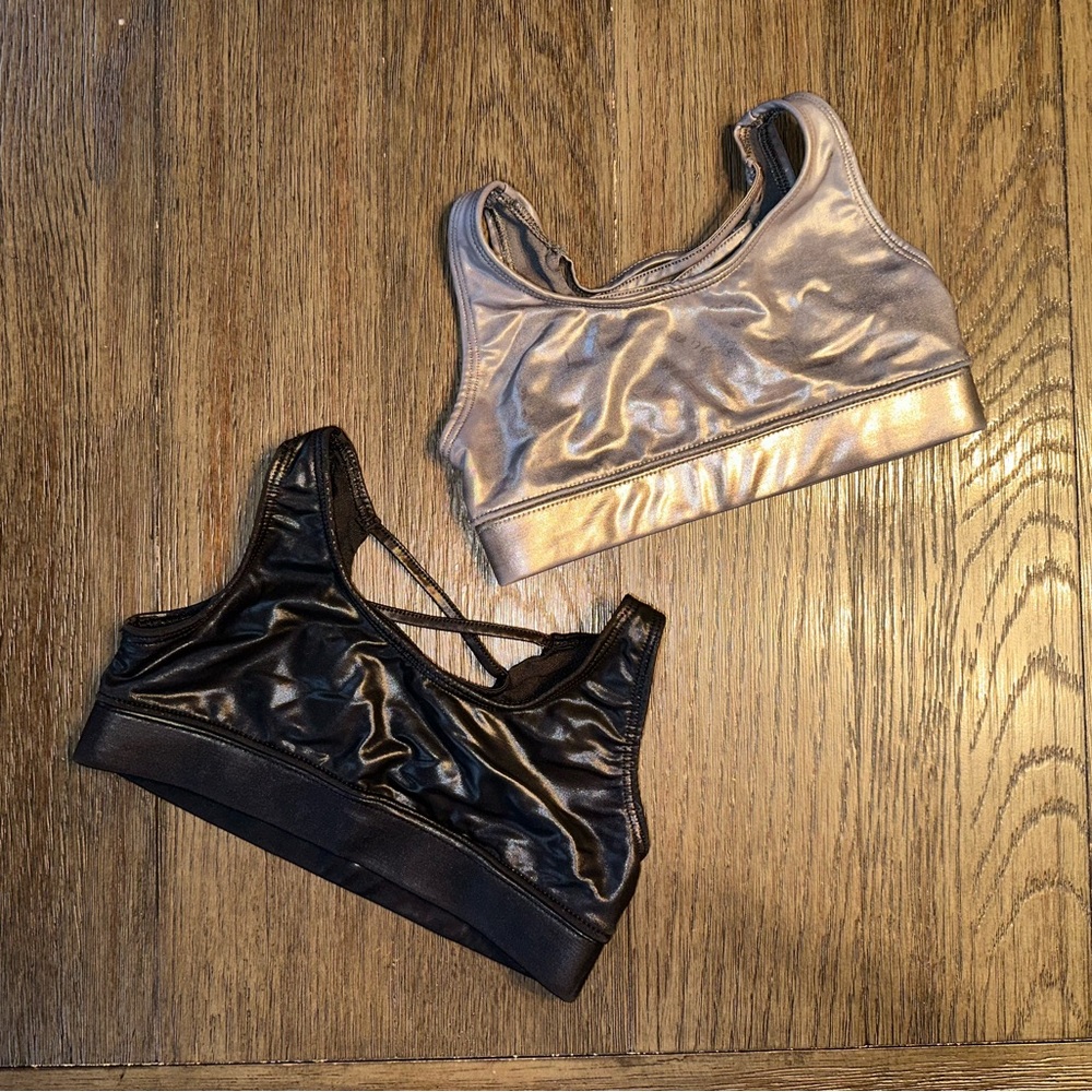 Justice Size 26 Bras x 2 Black & Silver